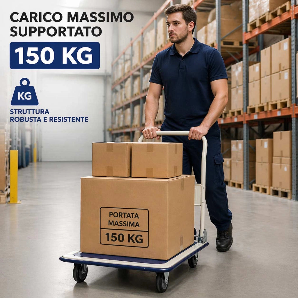 Carrello Portapacchi Portattutto da Trasporto con Manico Pieghevole e Tappetino
