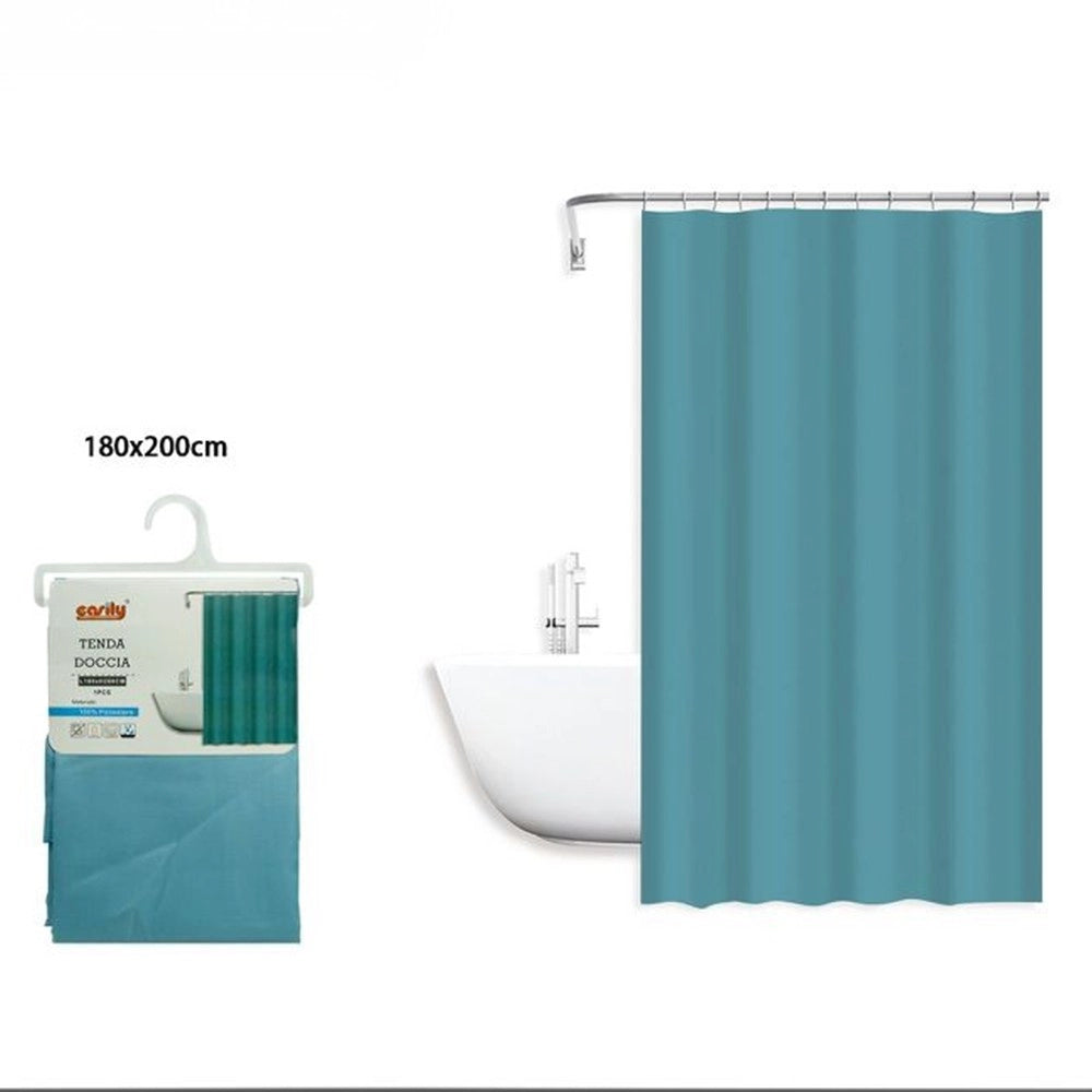 Trade Shop - Tenda Doccia Antimuffa Impermeabile 180x200cm Ganci Anelli Bagno Celeste 79716 -