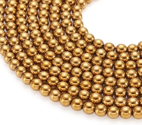 Catenella a 10 fili di 6mm con Hematite sintetica gialla d'oro per gioielli - 69 pezzi/catena
