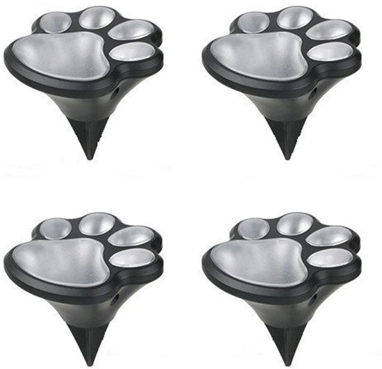 Set di 4 lampade da giardino solari, illuminazione stradale solare LED, illuminazione stradale solare con motivi animali e illuminazione decorativa del sentiero (luce bianca).