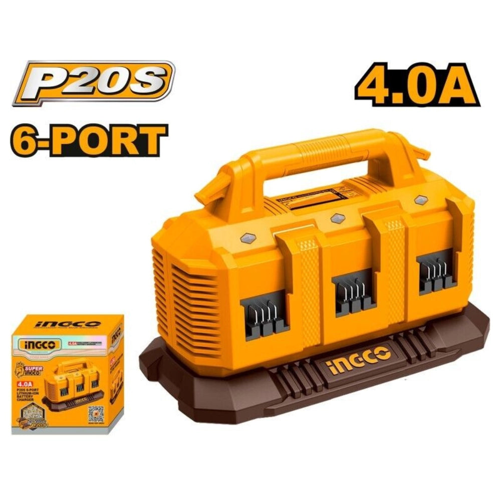 Caricabatterie portatile 20v 4ah 6 porte ricarica rapida sicura elettroutensili