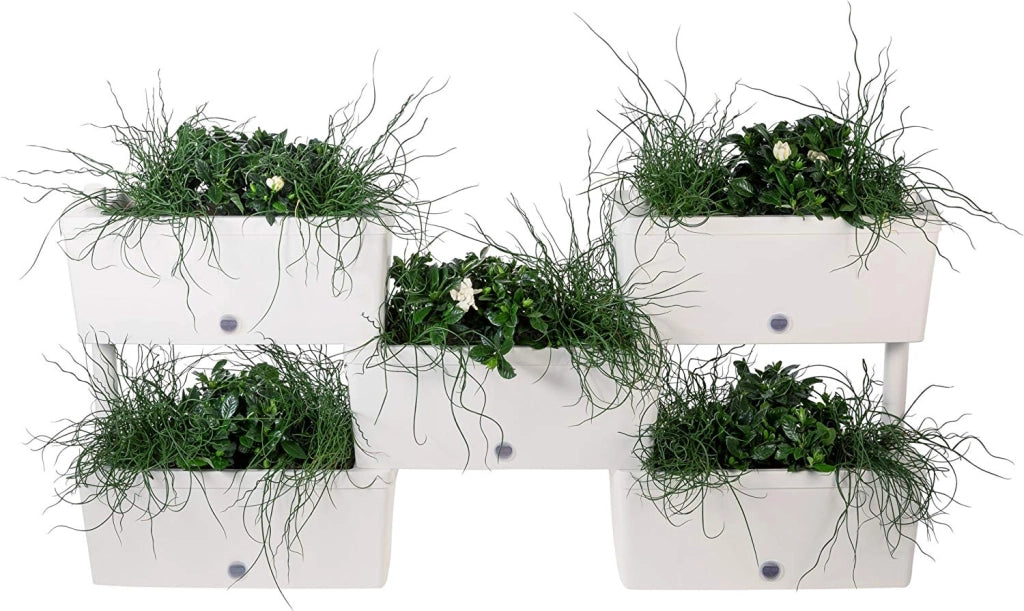 FIORIERA BRIK KIT 5 VASI IRRIGAZIONE VASI COMUNICANTI 59X23X27 (X5PZ) COLORE PANNA
