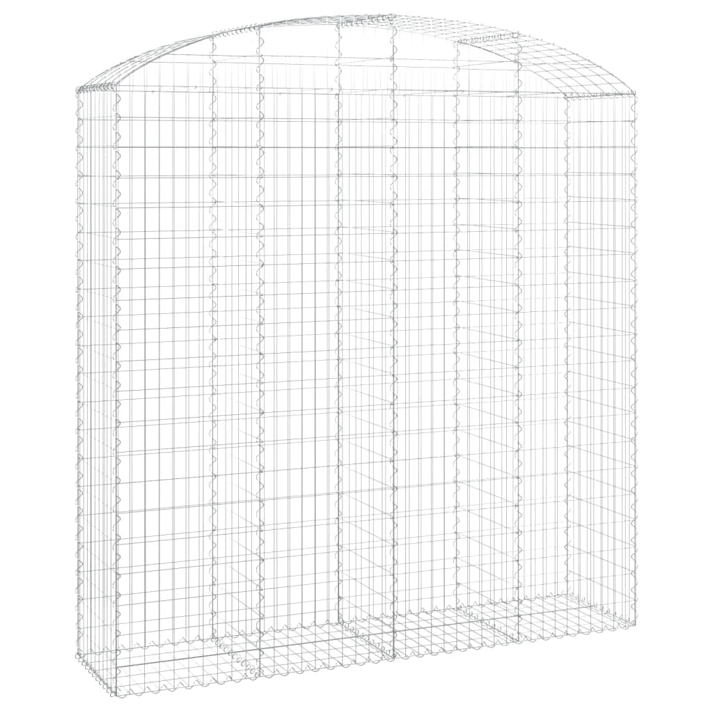 Cesto gabbione recinzione a gabbia muro di contenimento ad arco 200 x 50 x 200/220 cm ferro zincato argento 02_0040035
