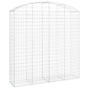Cesto gabbione recinzione a gabbia muro di contenimento ad arco 200 x 50 x 200/220 cm ferro zincato argento 02_0040035