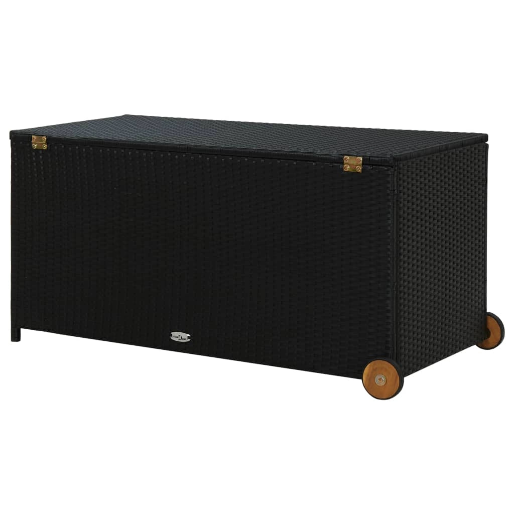 Contenitore/box da giardino 120 x 65 x 61 cm resina intrecciata nera 02_0013110