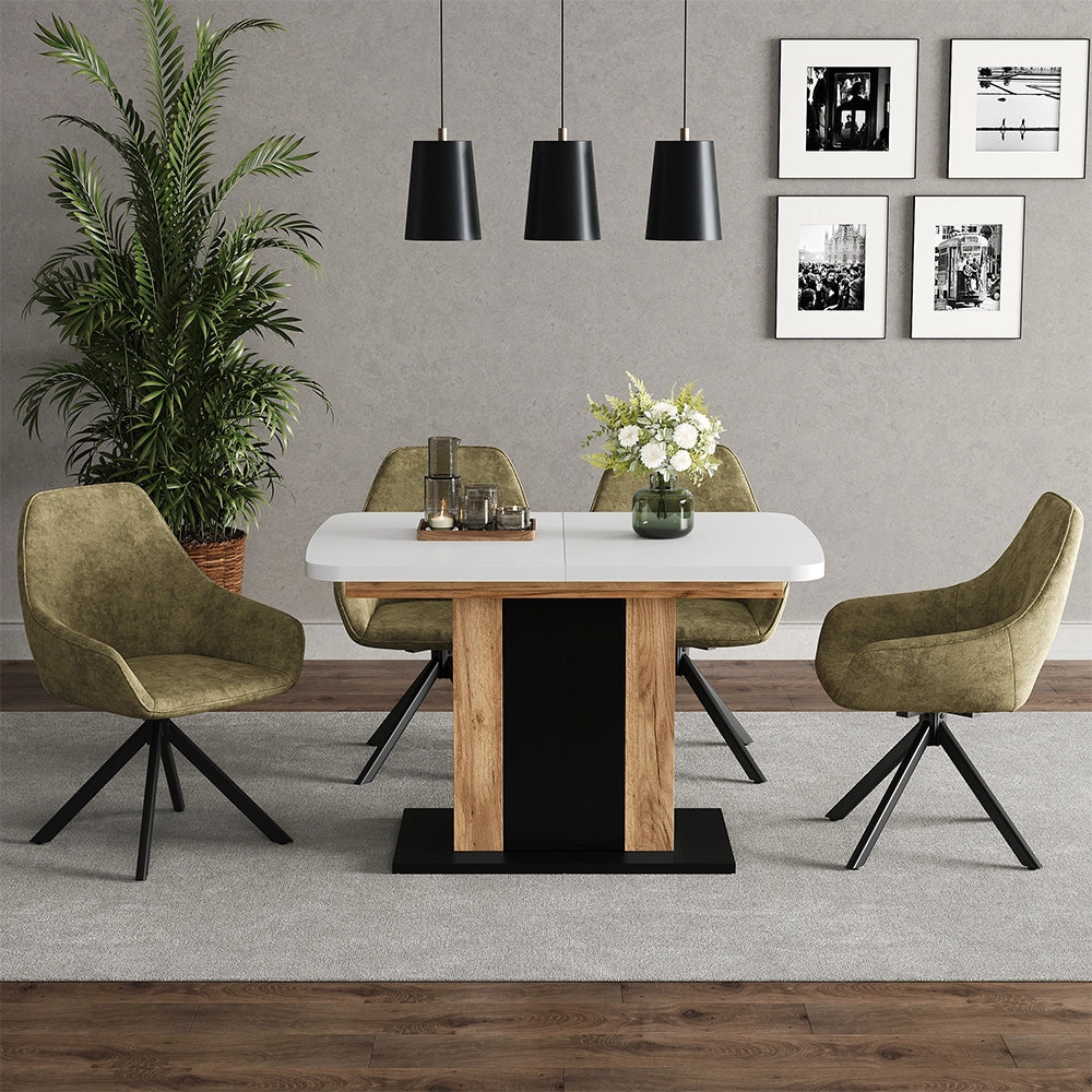 Vicco tavolo da pranzo allungabile Rovere bianco/dorato 120 x 80 cm