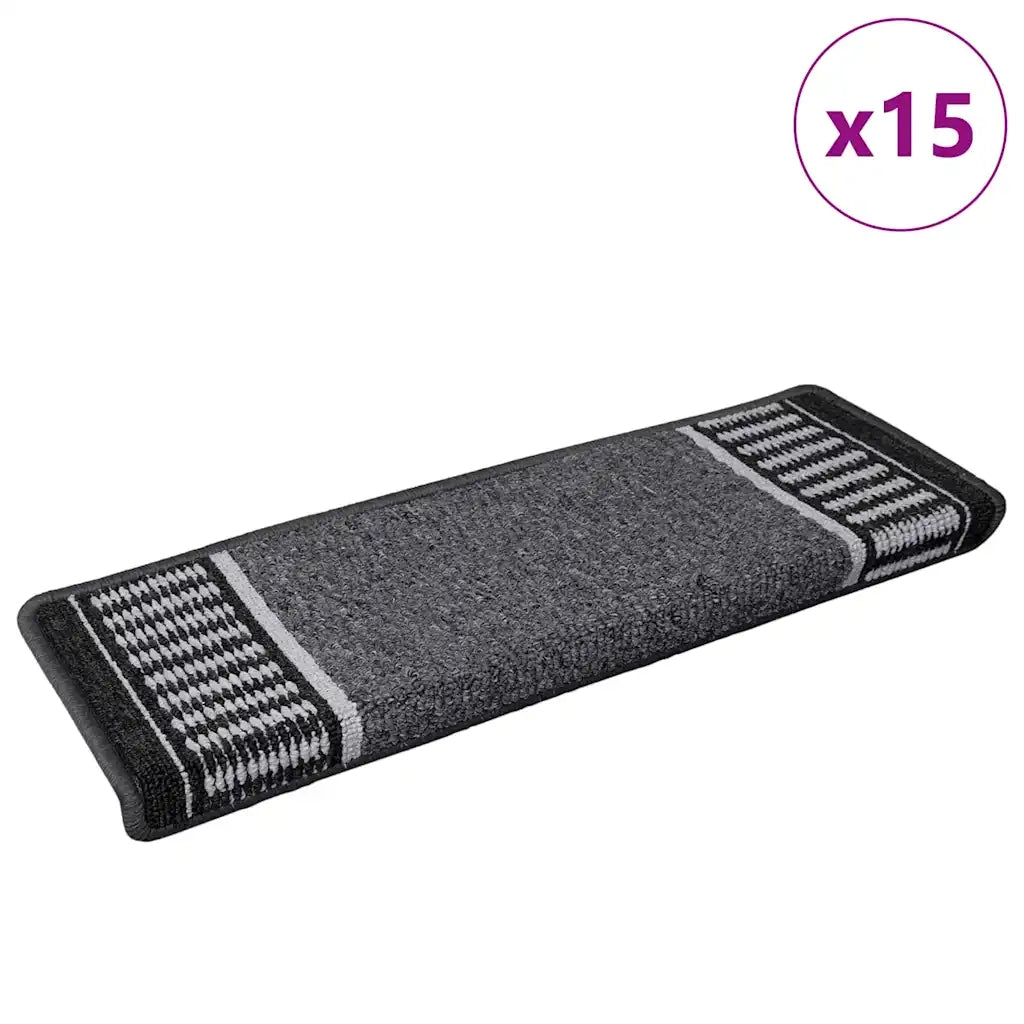 Tappetini per scale autoadesivi 15 pz | Gradini per Scale Antracite 65 x 21 x 4 cm