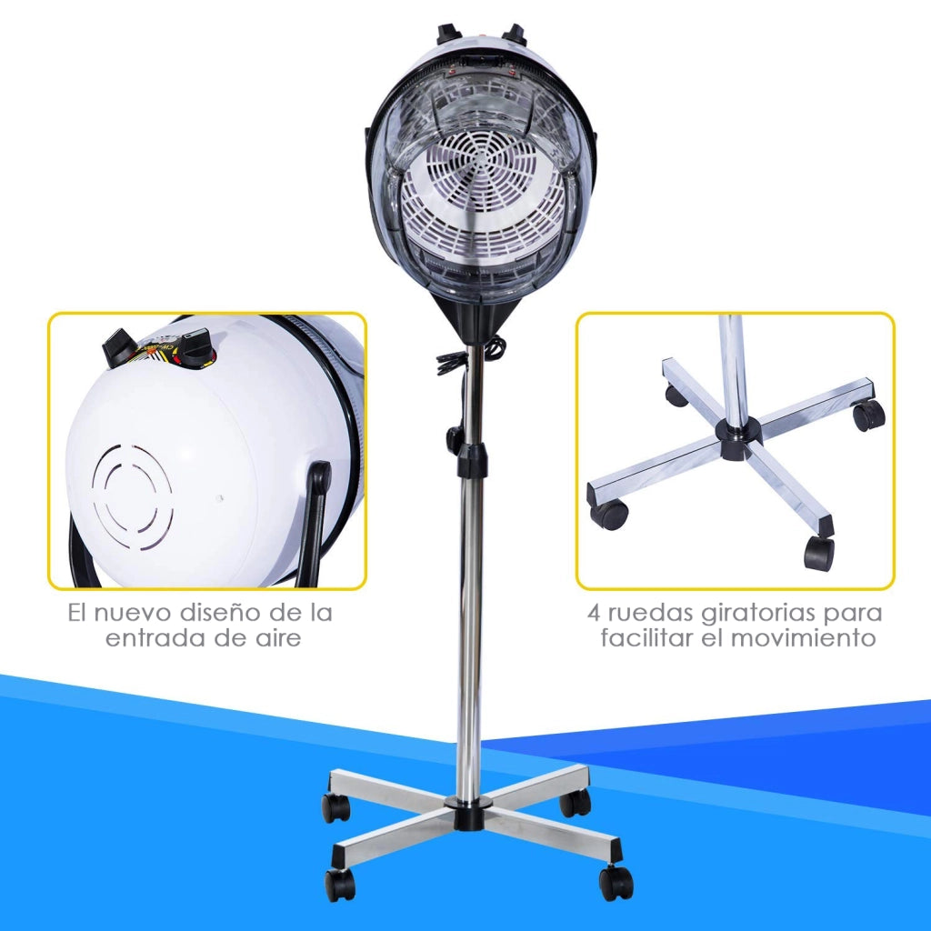 Casco Asciugacapelli Professionale 1180W ¨C Xylo ¨C Altezza Regolabile con Timer e Ruote Bianco