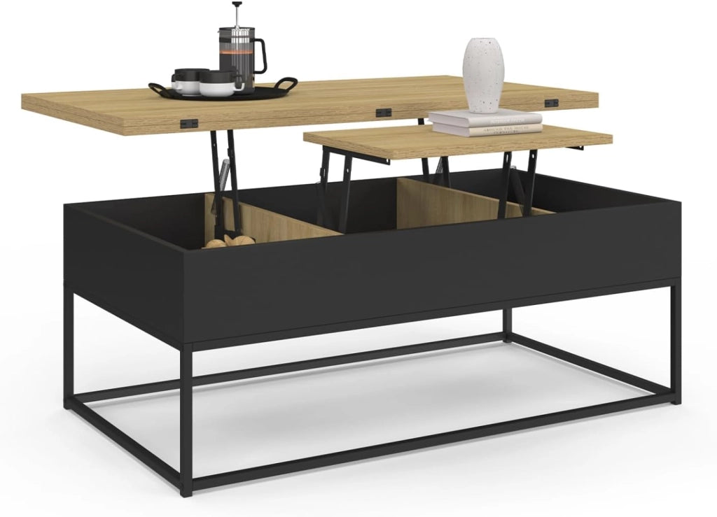 Tavolino rettangolare trasformabile in tavolo da pranzo di design industriale BOSTON