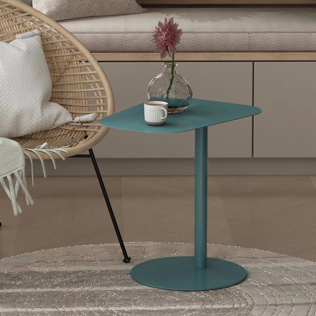 Tavolino Laterale da Divano Nastätten Metallo Piano Trapezoidale - Blu opaco [en.casa]