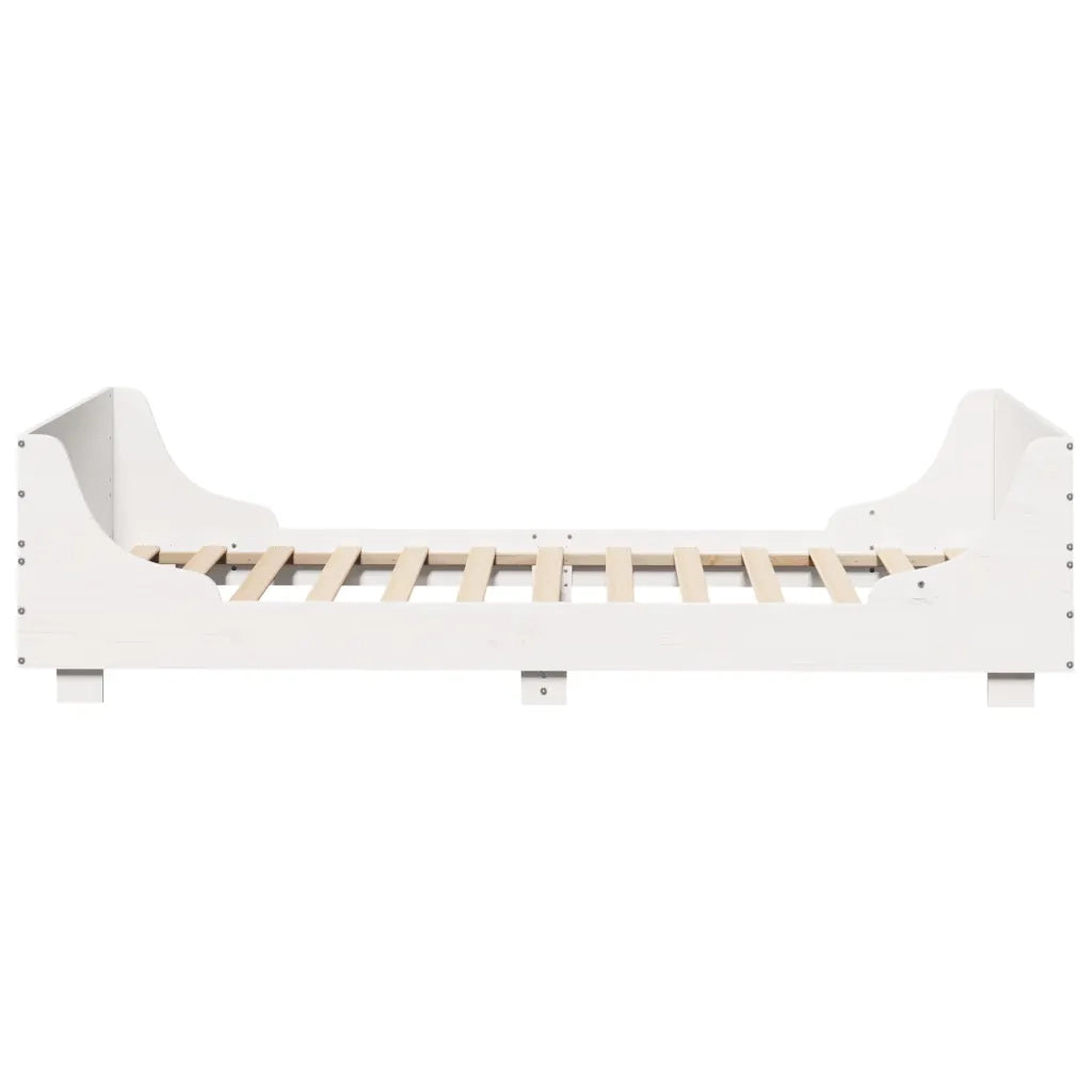 Giroletto senza Materasso-Struttura Letto Bianco 100x200 cm Legno Massello Pino 875603