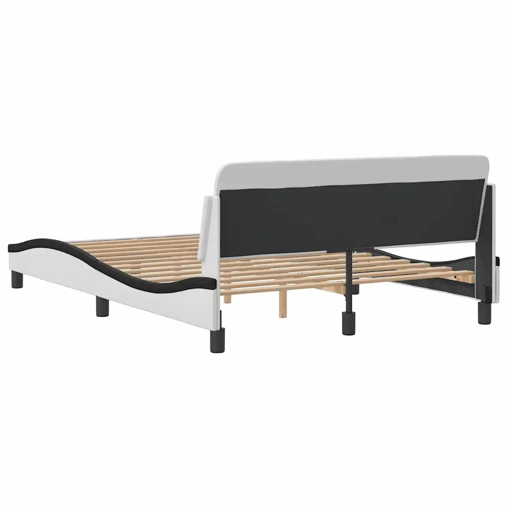 Letto matrimoniale | Letto per adulti | Giroletto Dover Bianco e Nero 140x190 cm in Similpelle