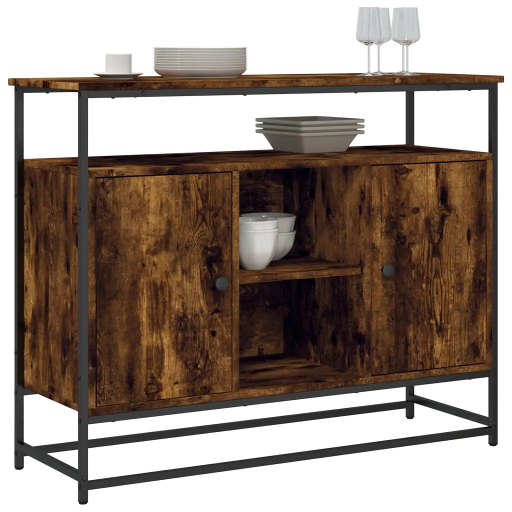 Credenza Rovere Fumo 100x35x80 cm in Legno Multistrato 835541