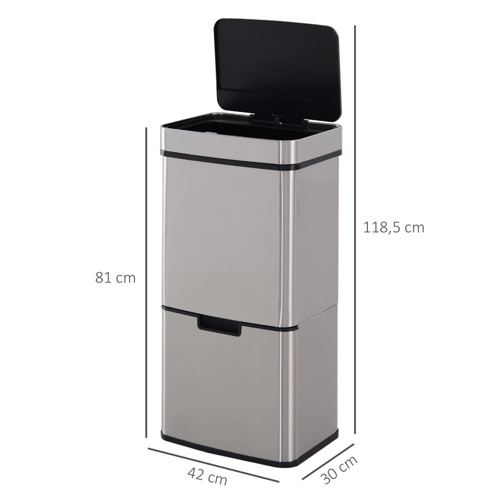 Cestino per rifiuti con sensore 47L ¨C zephmum ¨C acciaio inox argento