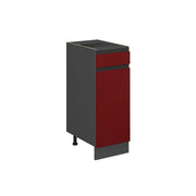 Vicco Mobiletto base per cucina Rosso 30 cm Forma a J, senza piano di lavoro