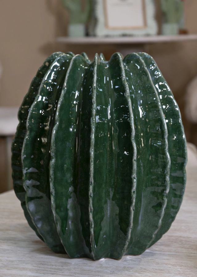 Vaso Cactus Ball Ø28x31 cm in Ceramica Verde