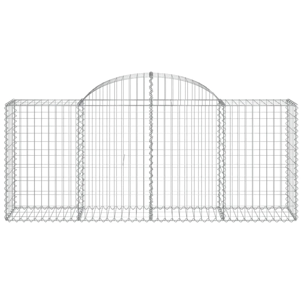 Cestini gabbioni recinzione a gabbia muro di contenimento ad arco 25 pezzi 200 x 50 x 80/100 cm ferro zincato argento 02_0040687