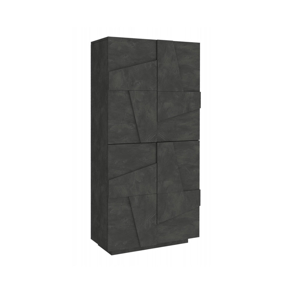 Scarpiera Archibal, Made in Italy, a 4 ante battenti, Portascarpe da ingresso, Mobile multiuso, cm 81x38h167, Grigio Cenere