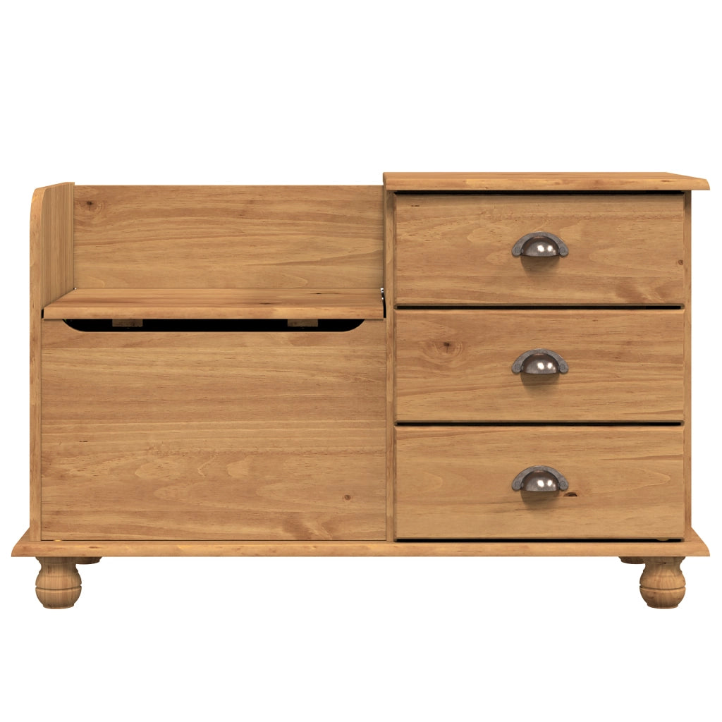 Panchina di Stoccaggio "ASKIM" Marrone 100x39x62 cm Legno Massello Pino