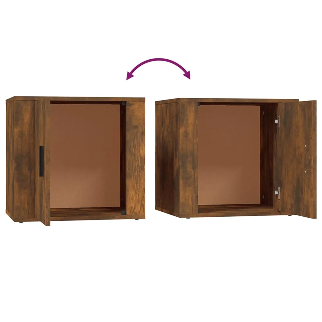 Comodini 2pz-Set di 2 Tavolino da notte Rovere Fumo 50x39x47 cm