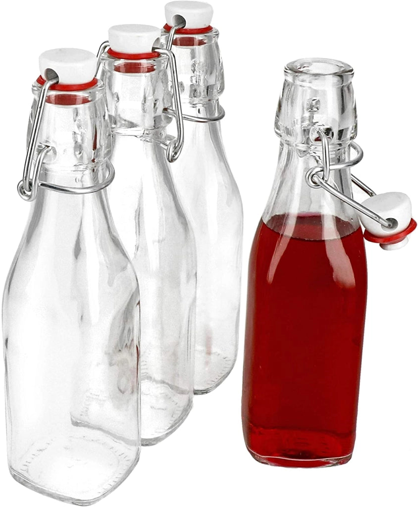 SET 4 BOTTIGLIE IN VETRO SWING CON TAPPO A CHIUSURA ERMETICA 0,250 LT