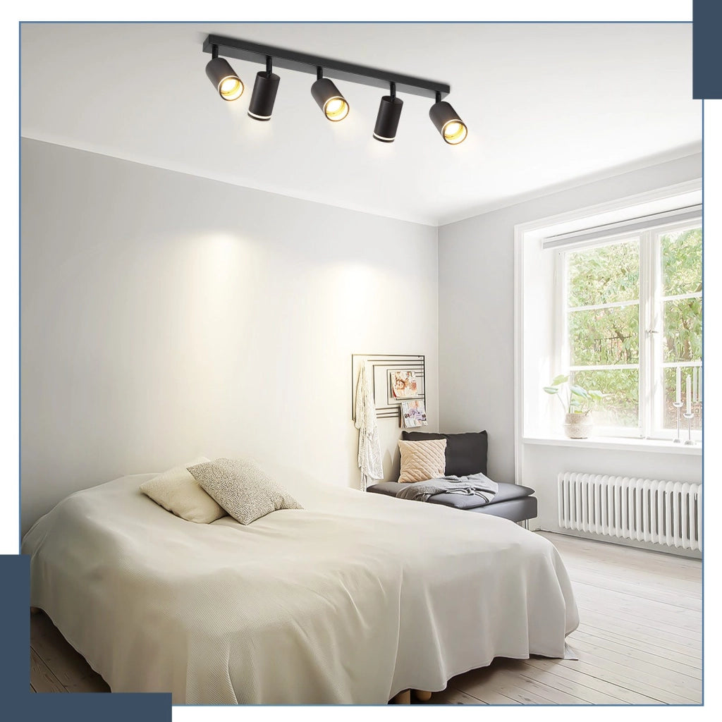 ZMH Faretto da soffitto neri 5 luci GU10 orientabili 355° metallo moderni per cucina soggiorno camera senza lampadina