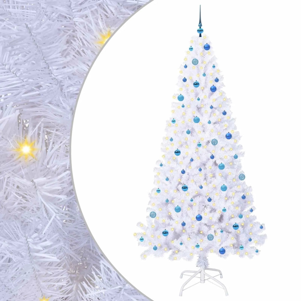 Albero di Natale Artificiale-Albero Natalizio Bianco 240 cm PVC e Acciaio 908229