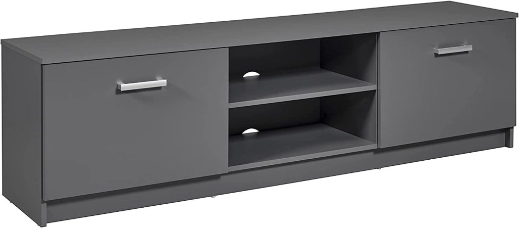 MOBILE BASSO ELENZIO PORTA TV 2 ANTE + 2 VANI A GIORNO 180x51x40 CM GRIGIO GRAFITE