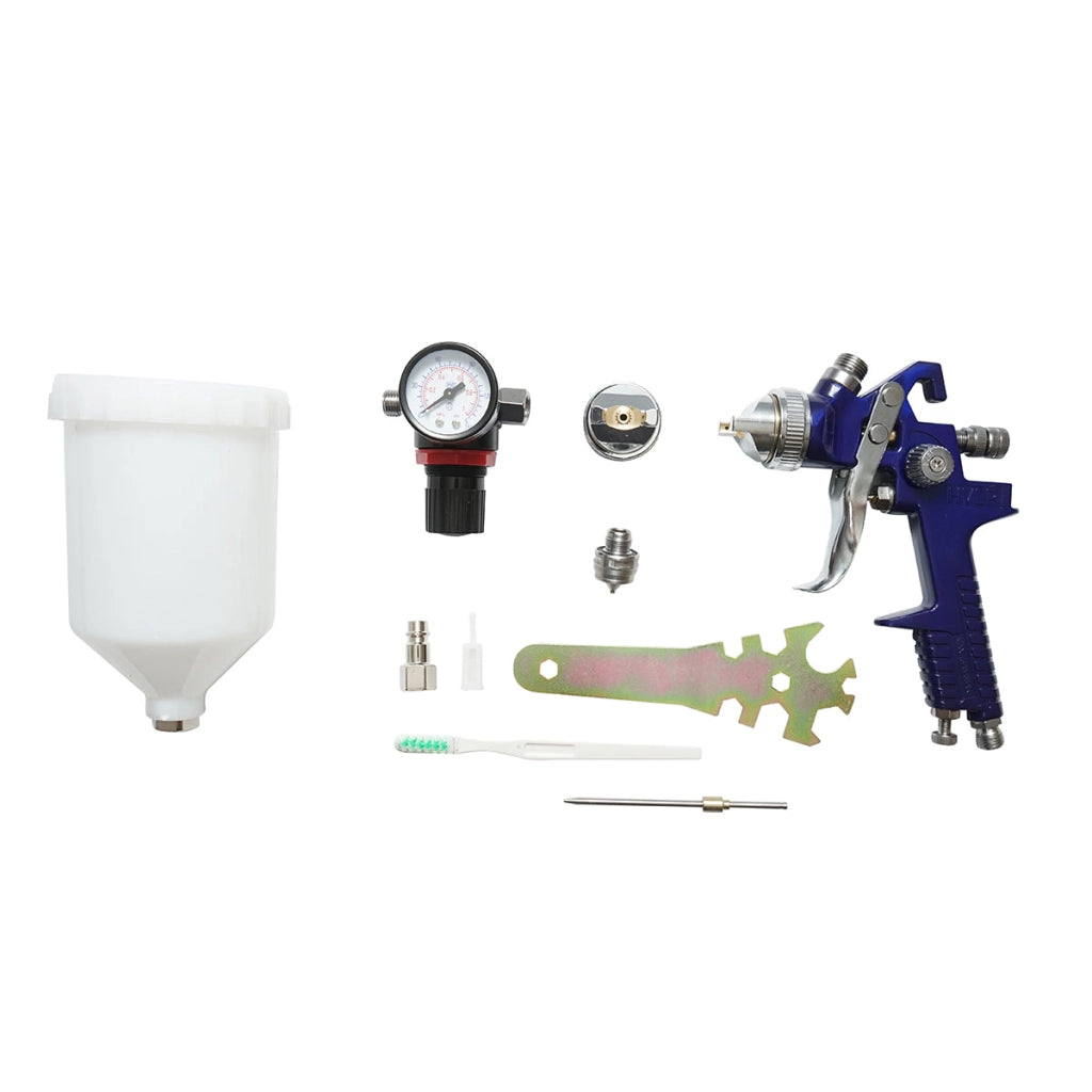 Set di pistola a spruzzo per verniciatura da 600 ml con regolatore di pressione dell'aria, ugello HVLP da 1,4/1,7 mm, pressione massima 3,1 bar.