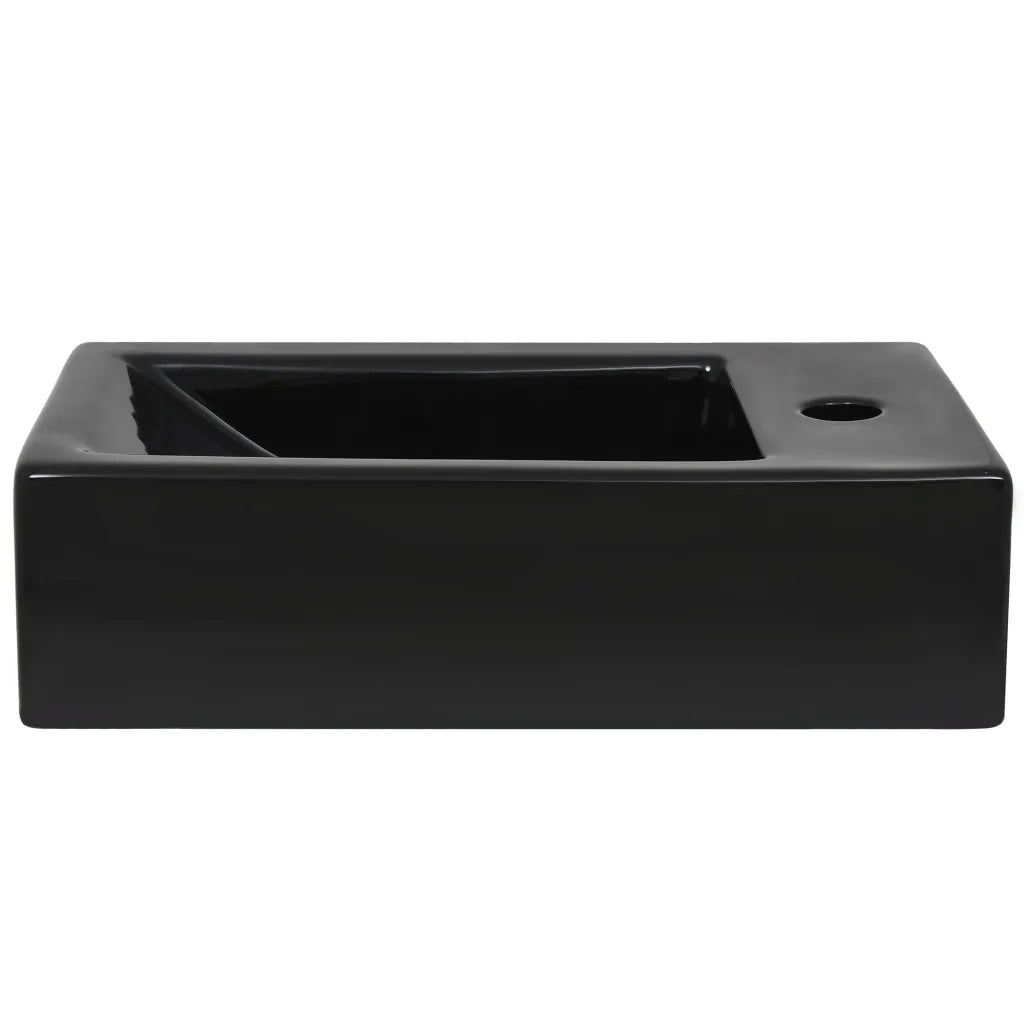 Lavandino con Foro Rubinetto Rettangolare-Lavabo-Lavello Ceramica 46x25,5x12cm