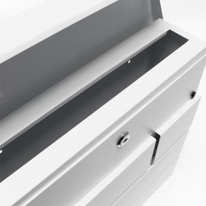 Cassetta postale V14 con vano portagiornale, verniciata a polvere, bianca