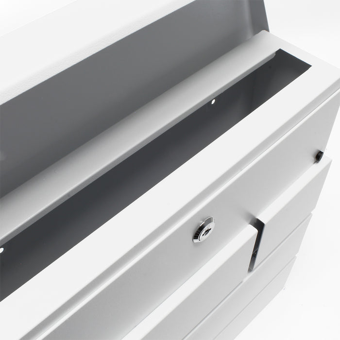 Cassetta postale V14 con vano portagiornale, verniciata a polvere, bianca