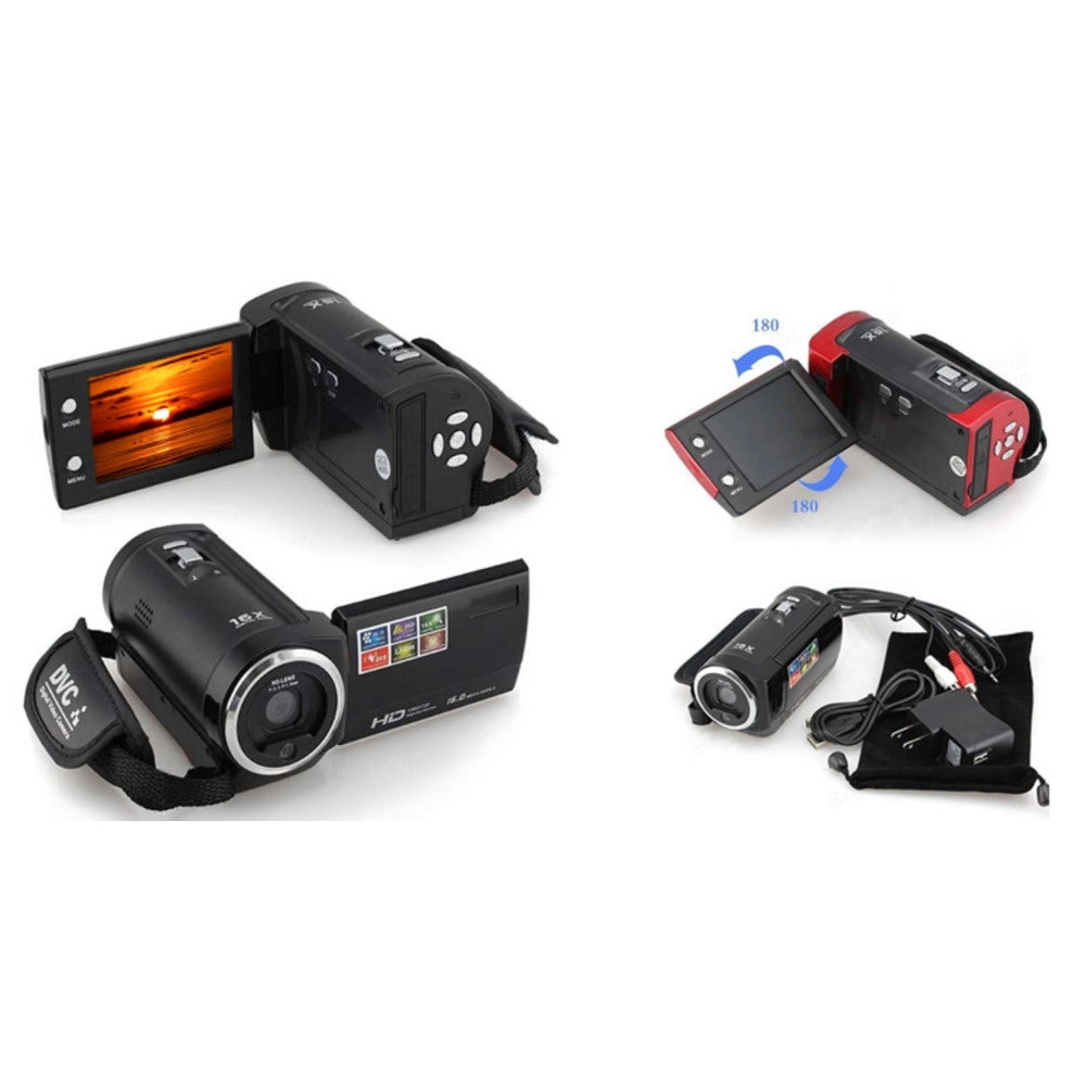 Trade Shop - Hdv-107 Videocamera Digitale Fotocamera Hd 720p 16mp Dvr 2,7 ' Tft Schermo Lcd -