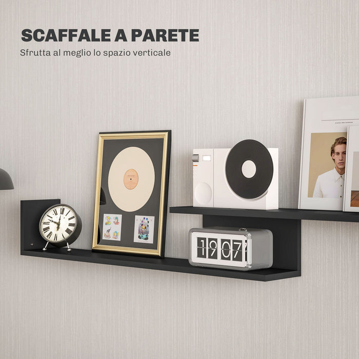 Mobile TV Ripiani e Armadietto a Ribalta con Mensola a Muro 153,6x25x42 cm Nero e Marrone