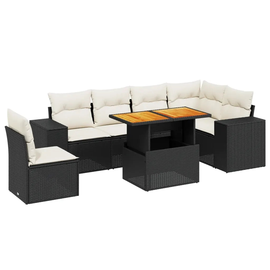 Set Divani da Giardino con Cuscini 7pz Nero Polyrattan 3272659