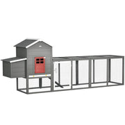 Pollaio Grande per Giardino in Legno con Nido e Rampa ¨C Zephmum ¨C 300x66x116 cm Grigio