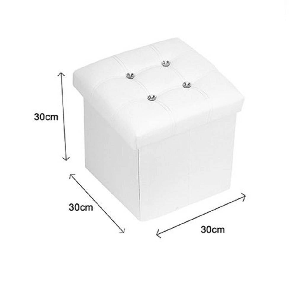 Trade Shop - Pouff Puff Pouf Contenitore Imbottito Portaoggetti Seduta Bianco 79434 30x30x30cm -