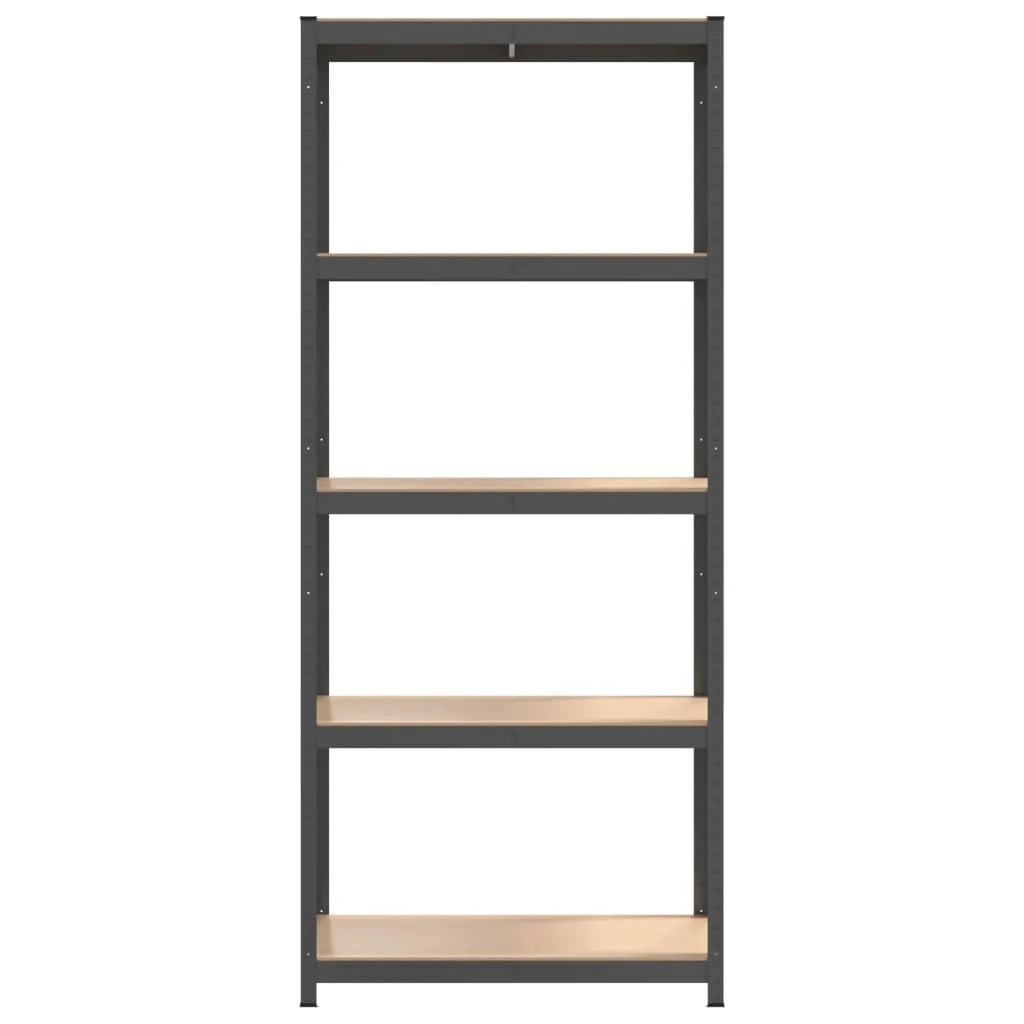 Scaffale portaoggetti a 5 ripiani acciaio legno ingegnerizzato antracite 02_0045698