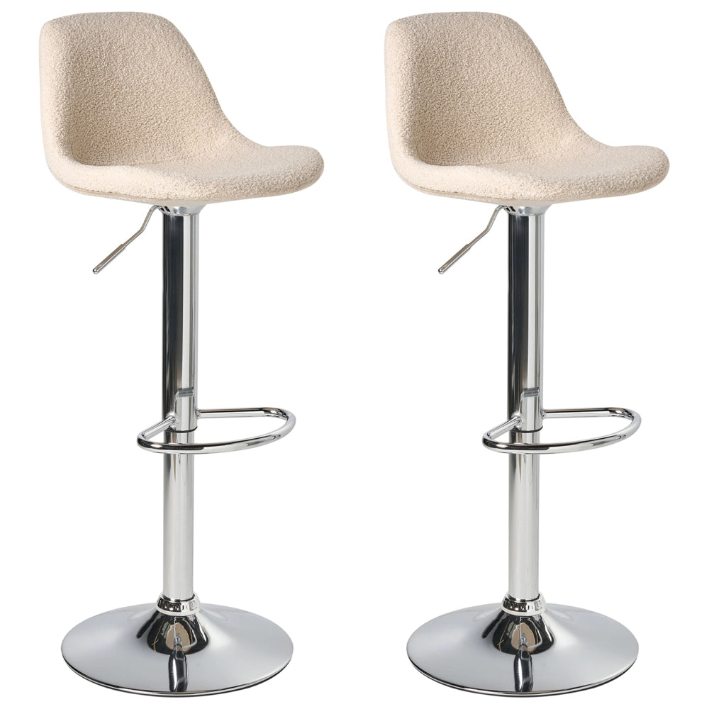 Set di 2 sgabelli da bar girevoli in tessuto beige chiaro con seduta imbottita stile moderno