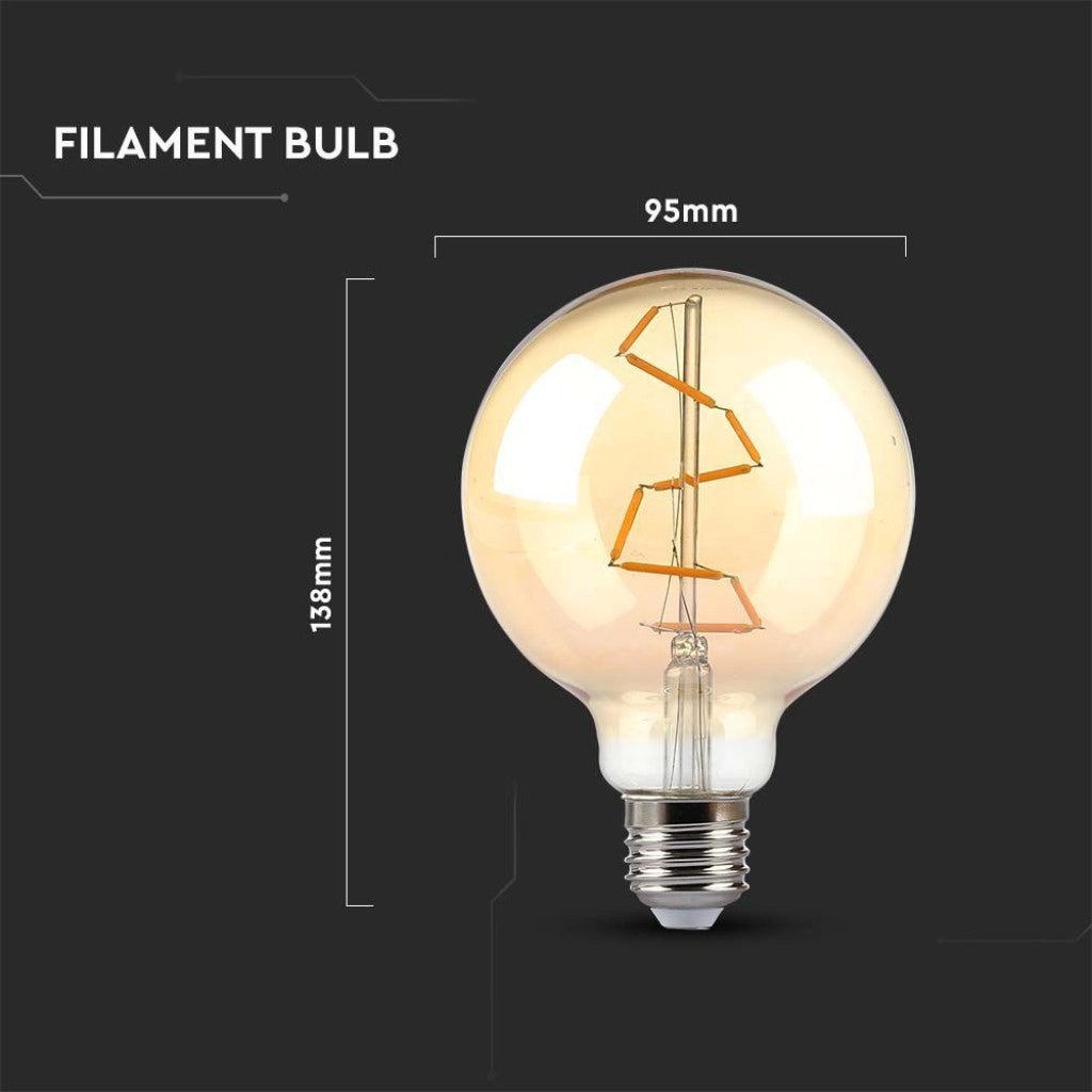 VT-2024 LAMPADINA LED E27 4W BULB G95 GLOBO FILAMENT VETRO AMBRATO - SKU 217146 - V-TAC