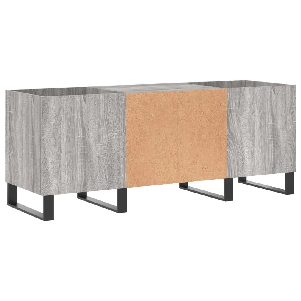 Mobile porta dischi pratico e robusto 121 x 38 x 48 cm stile industriale legno composito grigio 02_0049099