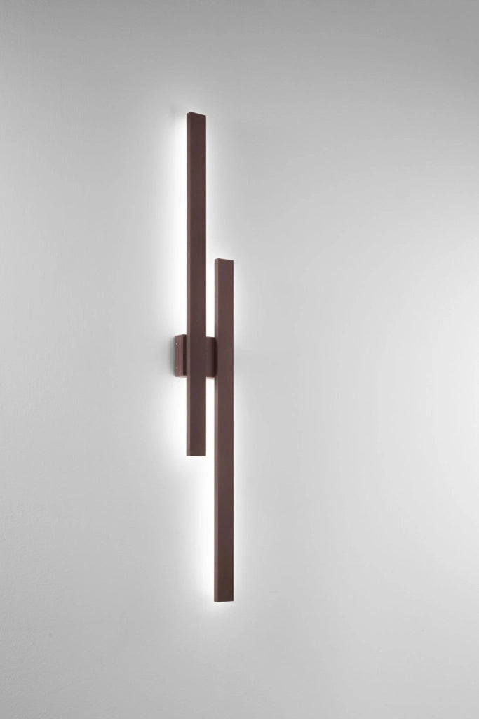 APPLIQUE LED HERCULES CORTEN IN ALLUMINIO E DIFFUSORE IN PC 47W 6800LM CCT 2700 E 3500 E 4000K IP65 60X170X1420MM