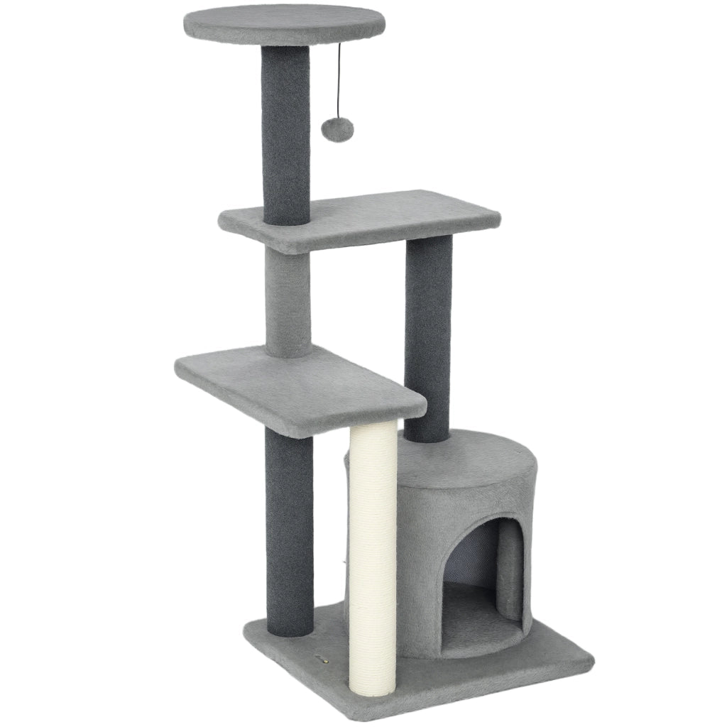 Albero tiragraffi per gatti con tana e piattaforme ¨C zephmum ¨C Grigio 103 cm