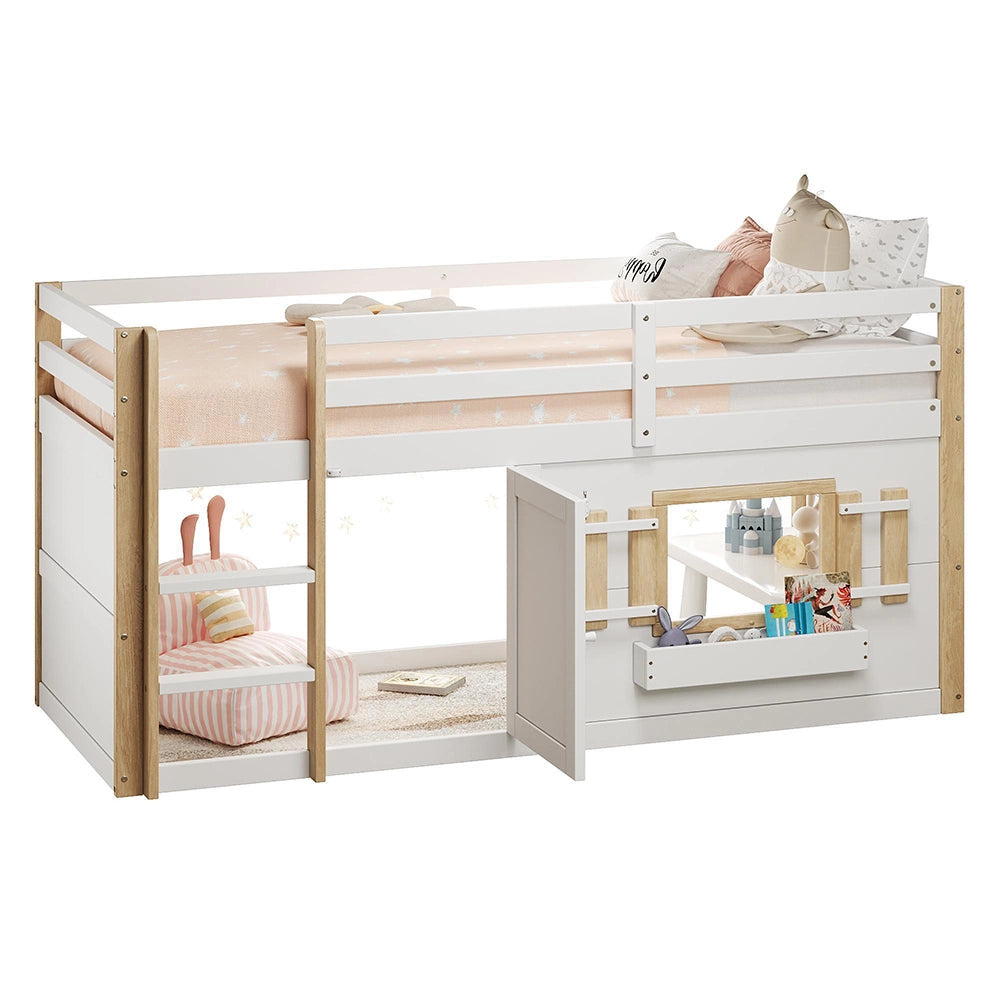 Letto a Castello Bambino 90x200cm - Xylo - Soppalco con Armadio-Scala, Bianco