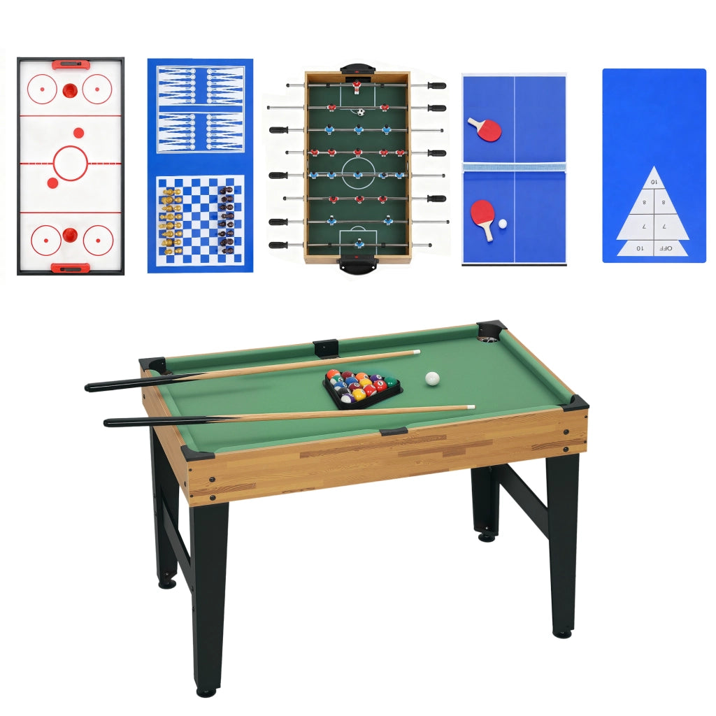 Tavolo da Gioco 13 in 1 con Calciobalilla, Ping Pong, Air Hockey, Biliardo, Scacchi e Altri, Noce