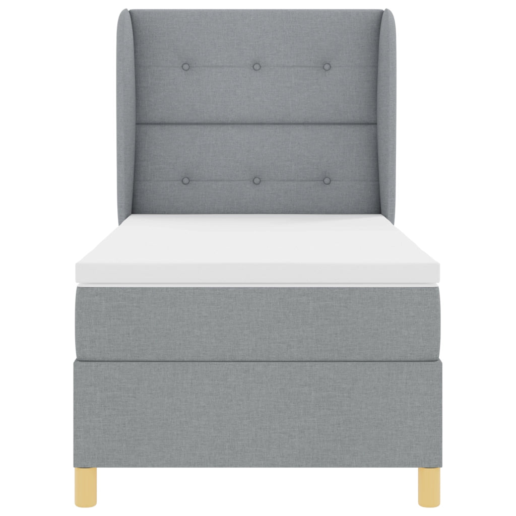 Letto Box Spring con Materasso grigio chiaro 90x190 cm in Tessuto