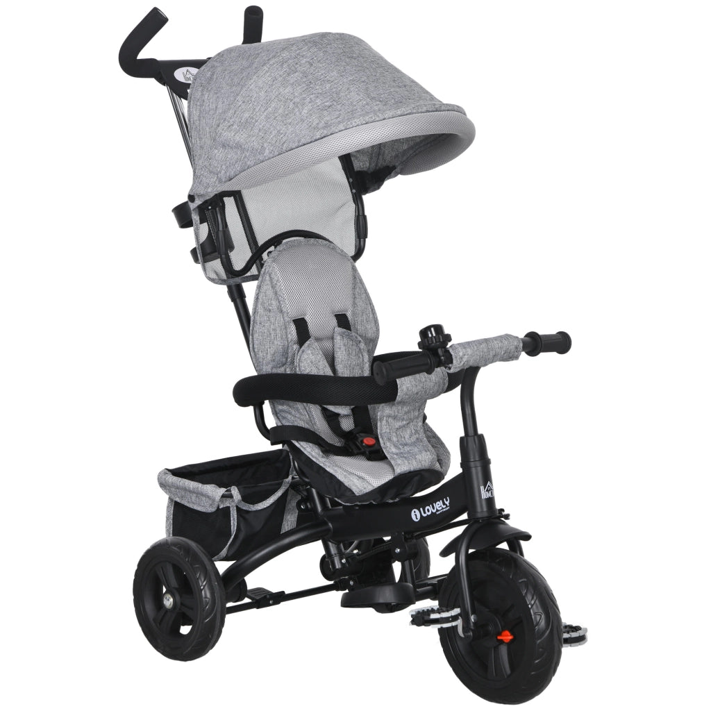 Triciclo per Bambini con Toldo e Cinturino di Sicurezza ¨C zephmum ¨C Grigio