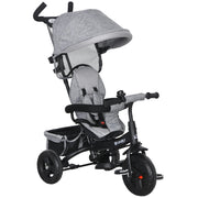Triciclo per Bambini con Toldo e Cinturino di Sicurezza ¨C zephmum ¨C Grigio