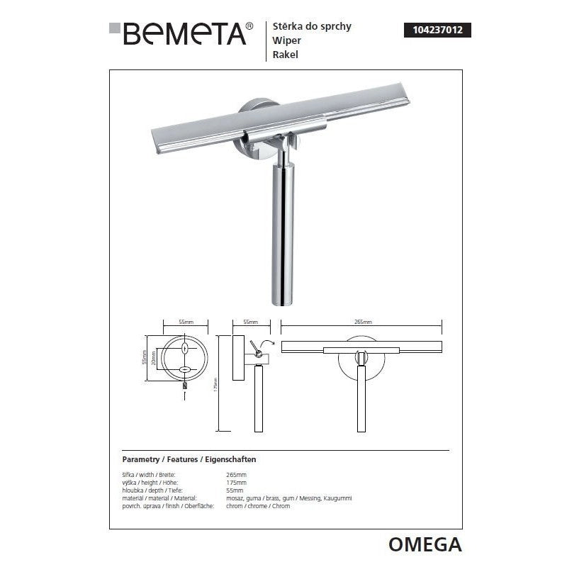 Tergipavimento doccia OMEGA ottone cromato 26,5x17,5x5,5cm