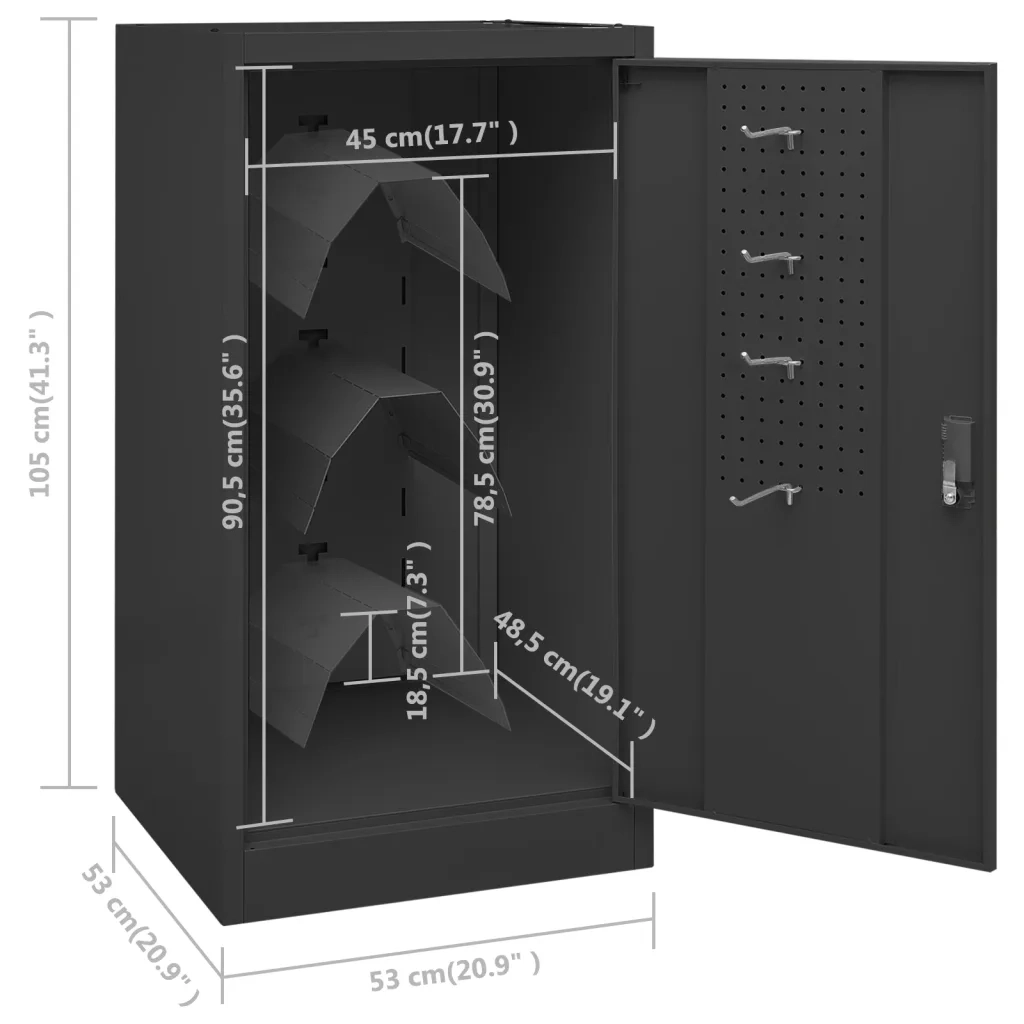 Armadio Porta Sella Antracite 53x53x105 cm in Acciaio
